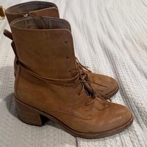UGG Oriana Lace Up Leather Ankle Boots Chestnut Brown Women's Size 7.5
